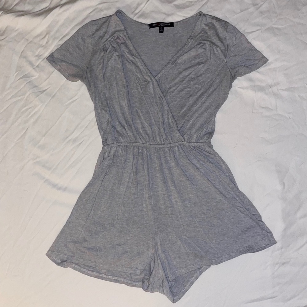 Grey V Neck Romper